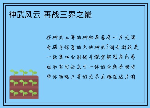 神武风云 再战三界之巅